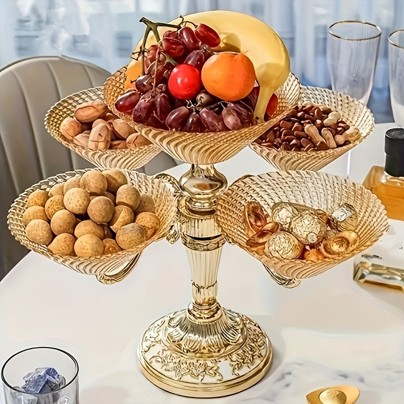 European-Style Luxury Rotating Fruit Basket, High-End Multi-Tier