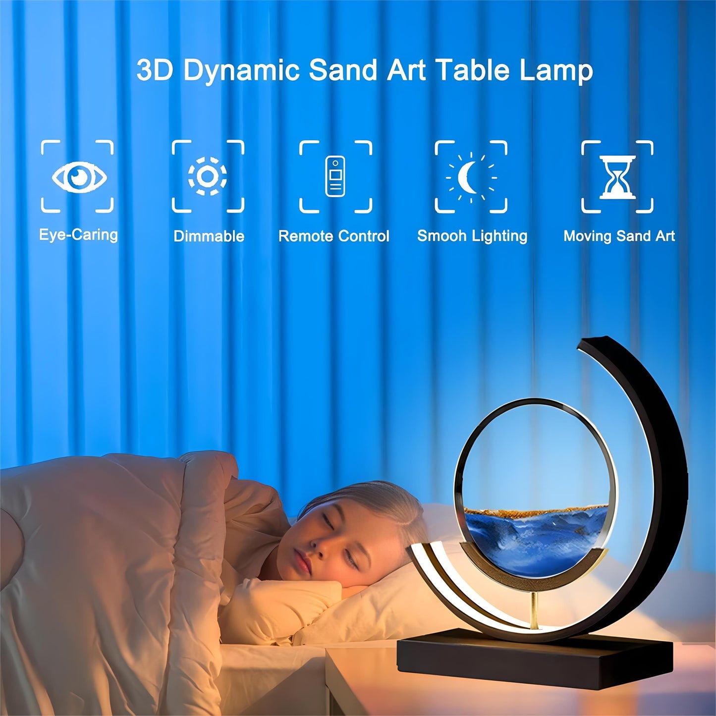 Moving Sand Art Picture 3D Round Picture Lamp