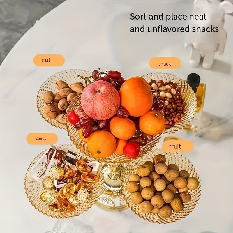 European-Style Luxury Rotating Fruit Basket, High-End Multi-Tier