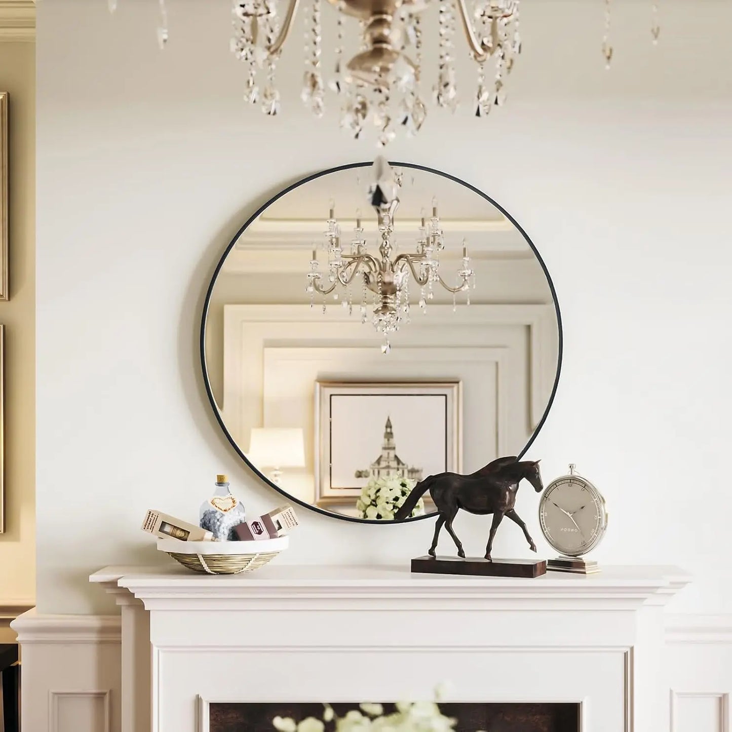 28-inch Round Mirror, Wall-mounted for Living Room