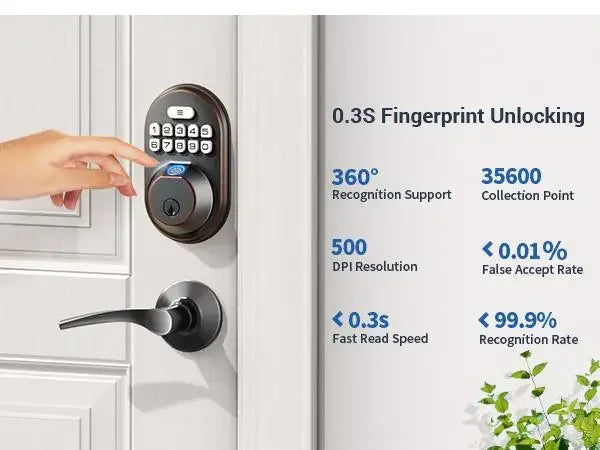 Smart Fingerprint Door Lock, Veise RZ02A Keyless Entry