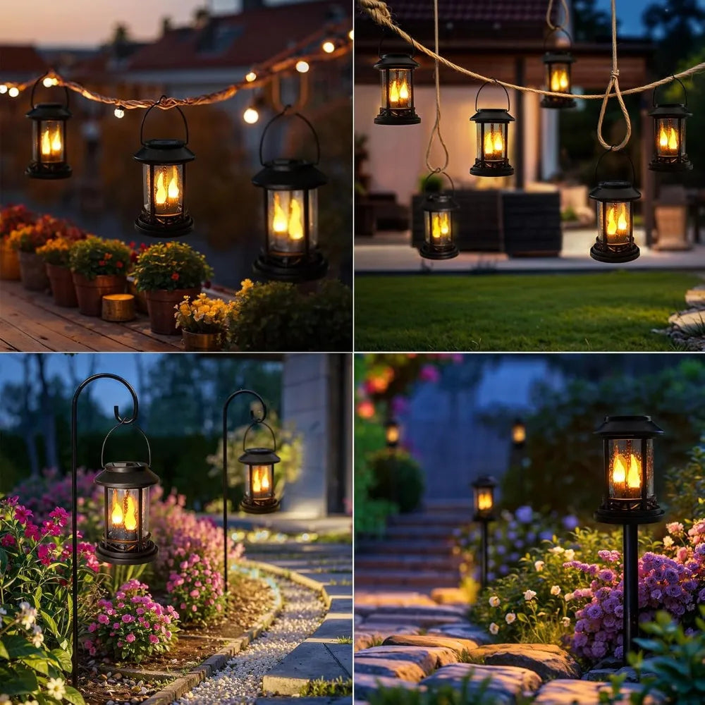 6-piece Outdoor Solar Flashing Decorative Lantern Post Light