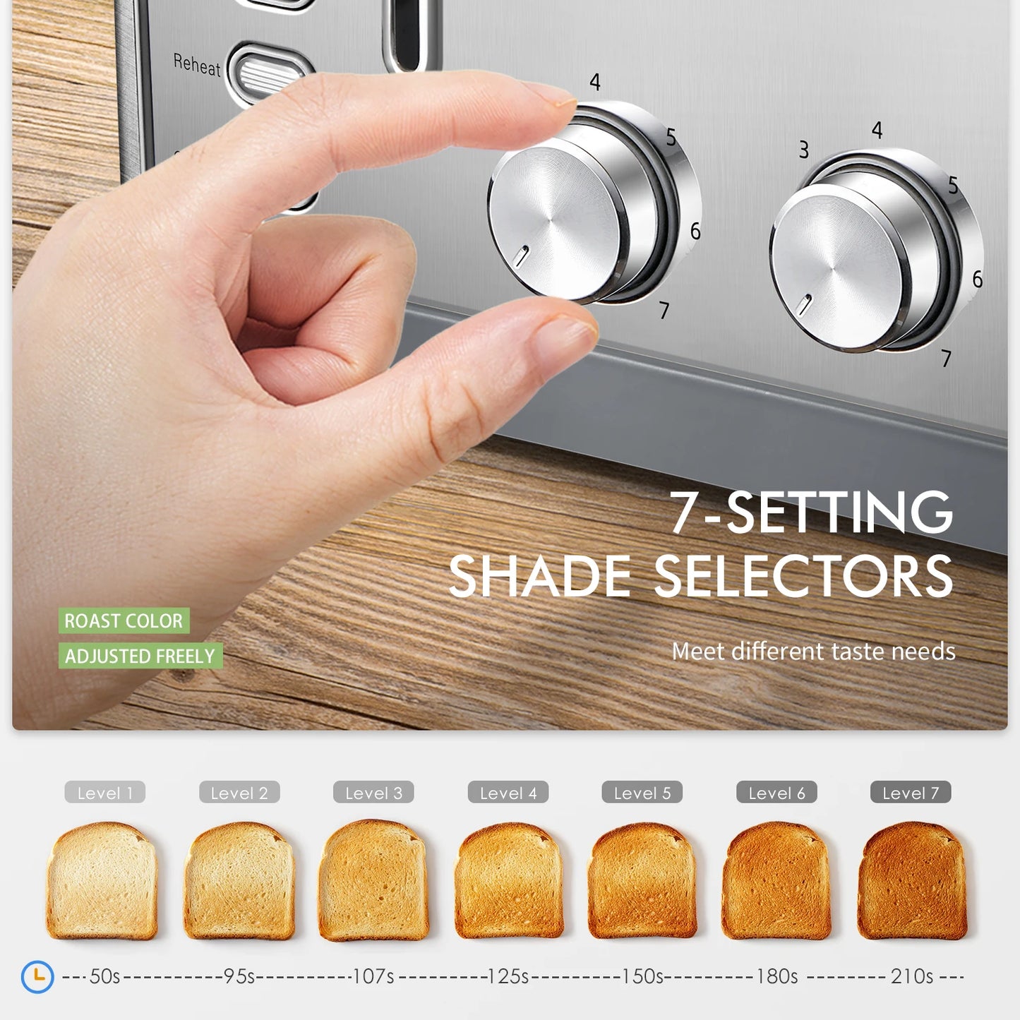 Toaster 4 Slice, Extra Wide Slots, Stainless Steel