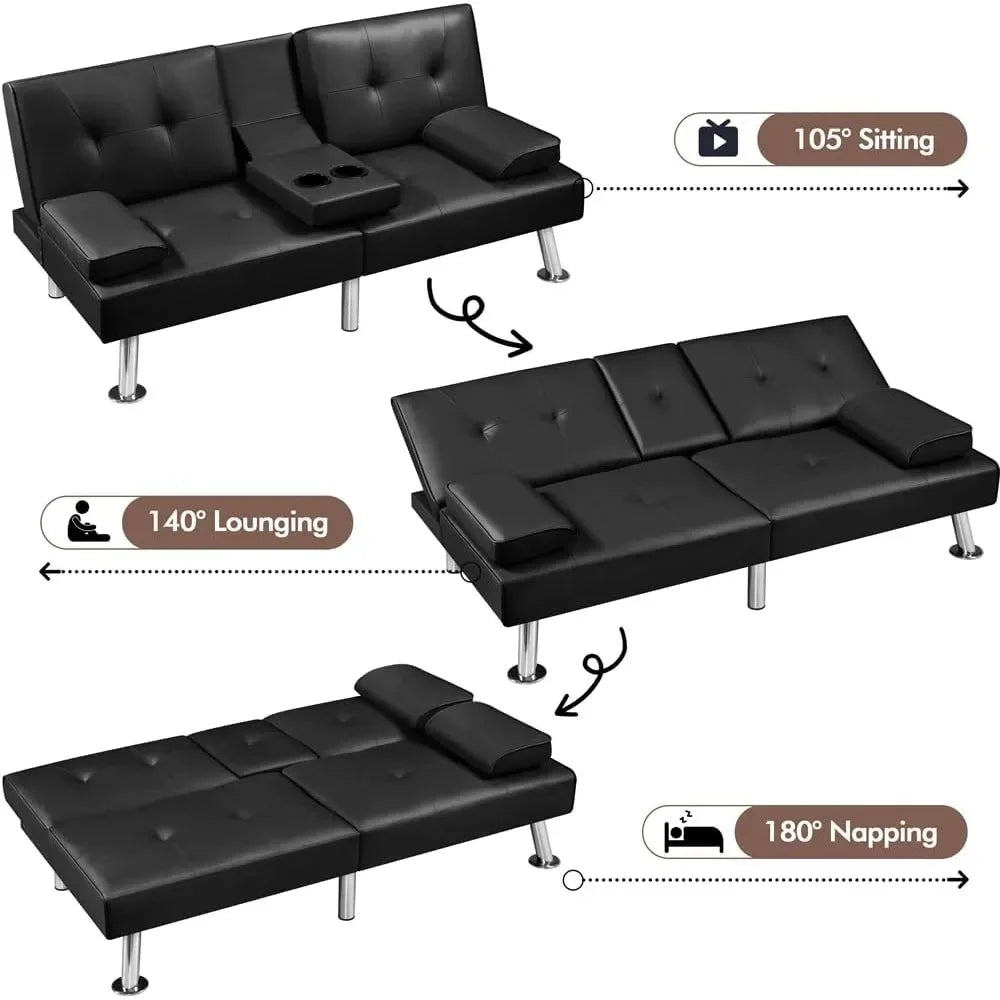 Folding Sofa Bed Guestbed, Leather Lounge Chair