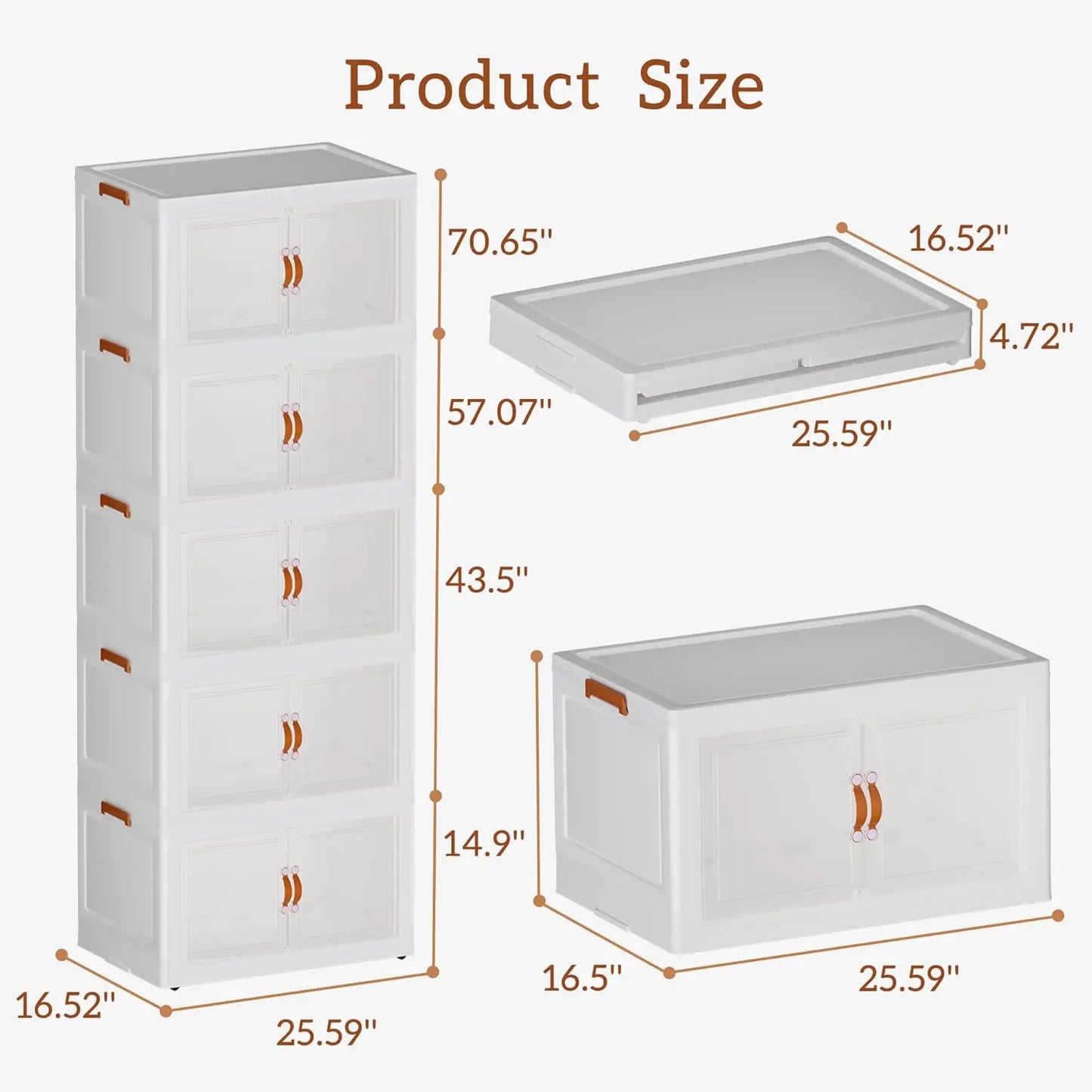 Storage Bins with Lids 24 Gal Stackable with 5 Drawers