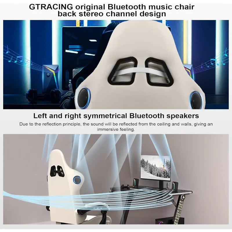 Computer Chair with Footrest and Bluetooth Speakers