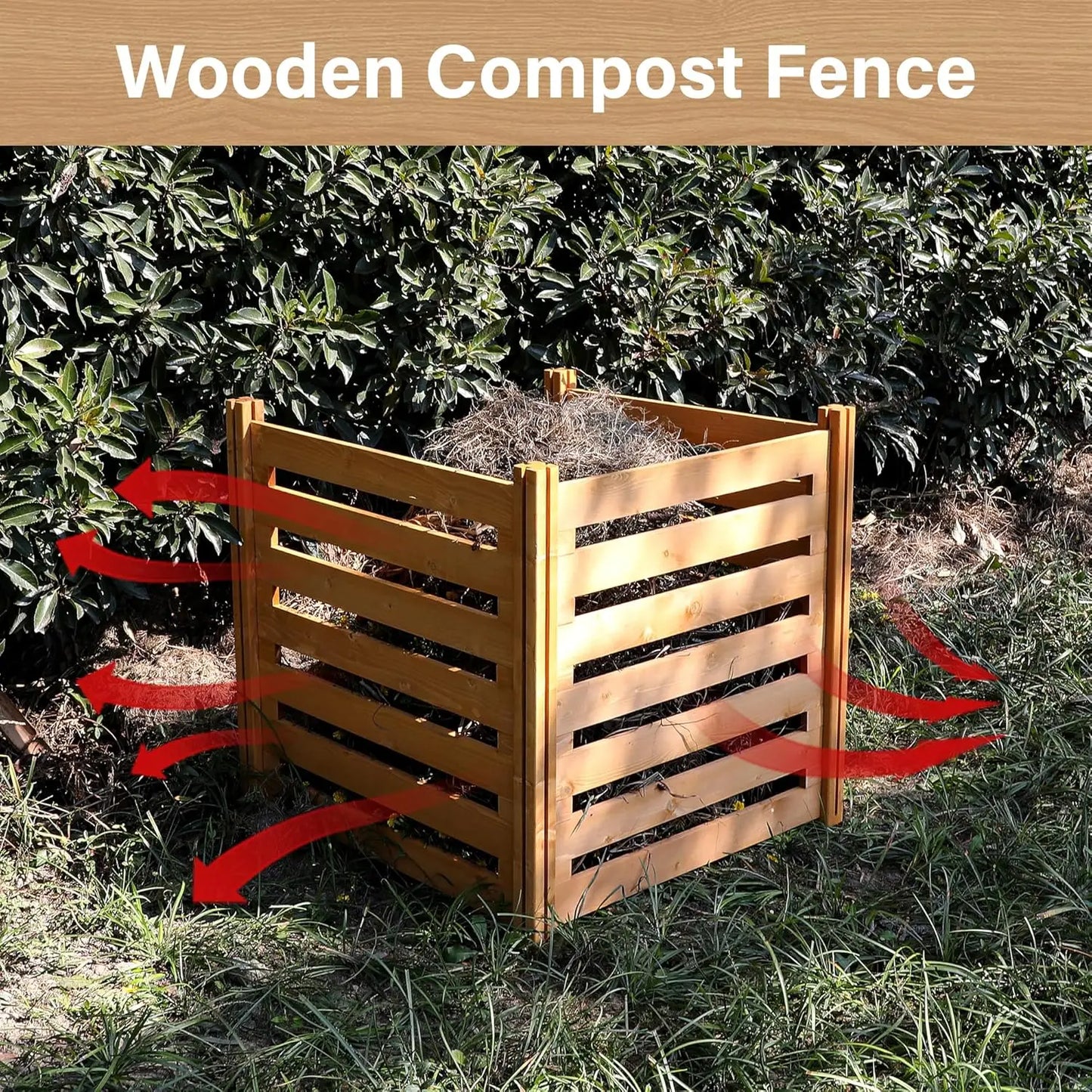 Air Conditioner Fence Wood Composter Bin 3 Panels