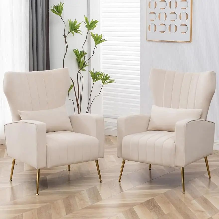 Accent Chairs Set of 2, Modern Comfy Wingback Armchair