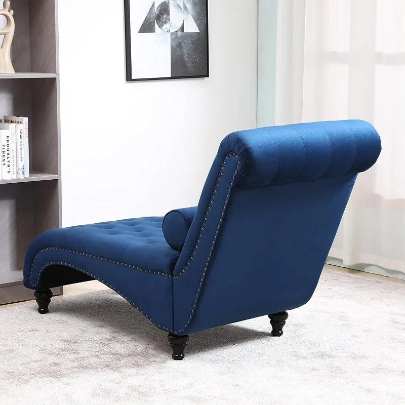 Velvet Button-Tufted Chaise Lounge Chair Leisure Sofa