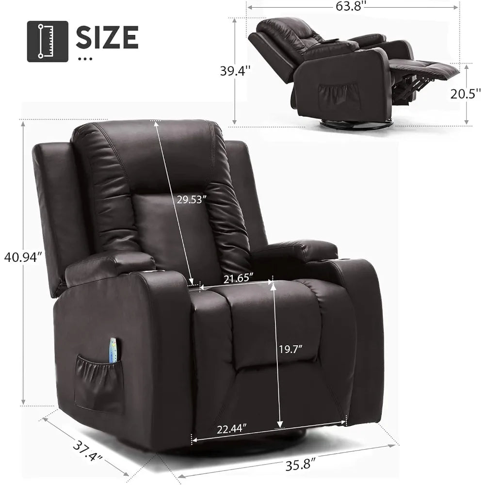 PU Leather Rocker with Heated Massage