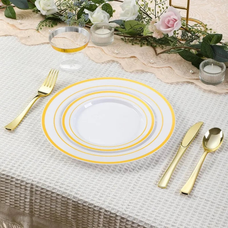 600 Pcs Plastic Dinnerware Set for 100 Guests