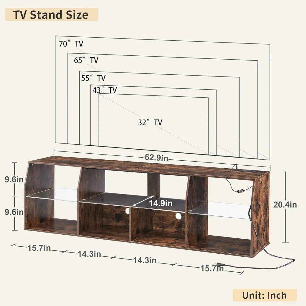 LED Gaming TV Stand with Power Outlets