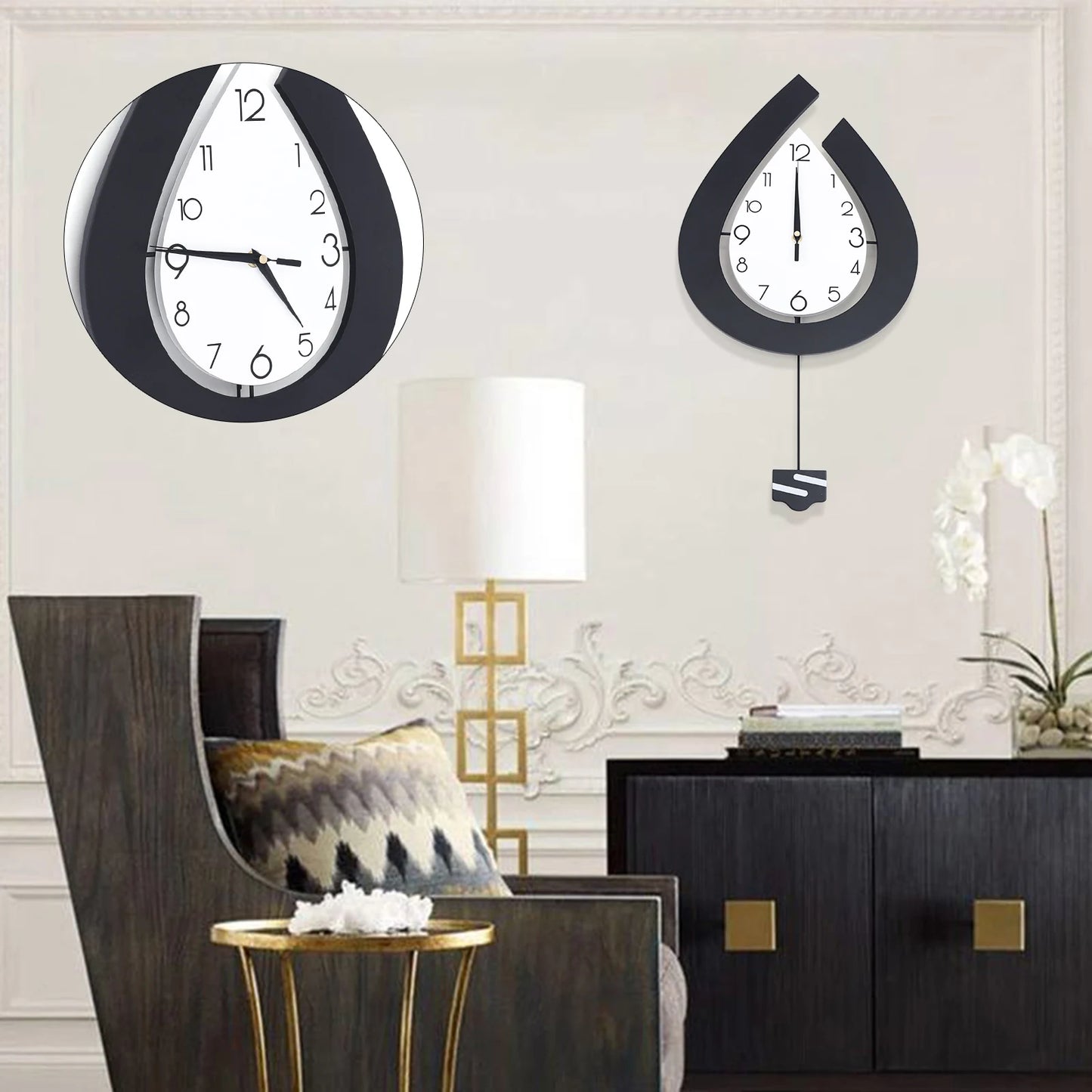 Large Swing Wall Clock Teardrop Shape