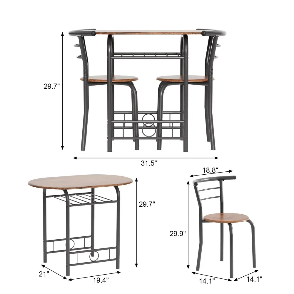 3 Pieces Dining Set Breakfast Table Set