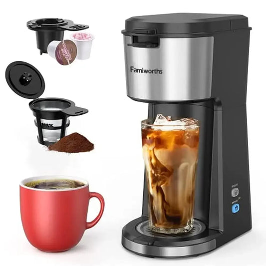 Single Serve Iced Hot Coffee Maker Ground Filter