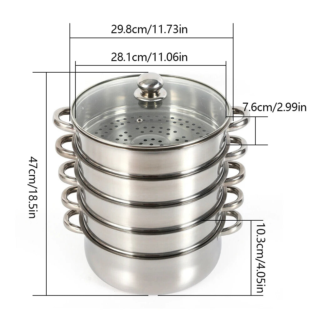 5 Tier Steame Cooker Steamer Pan 26/28/30/32cm