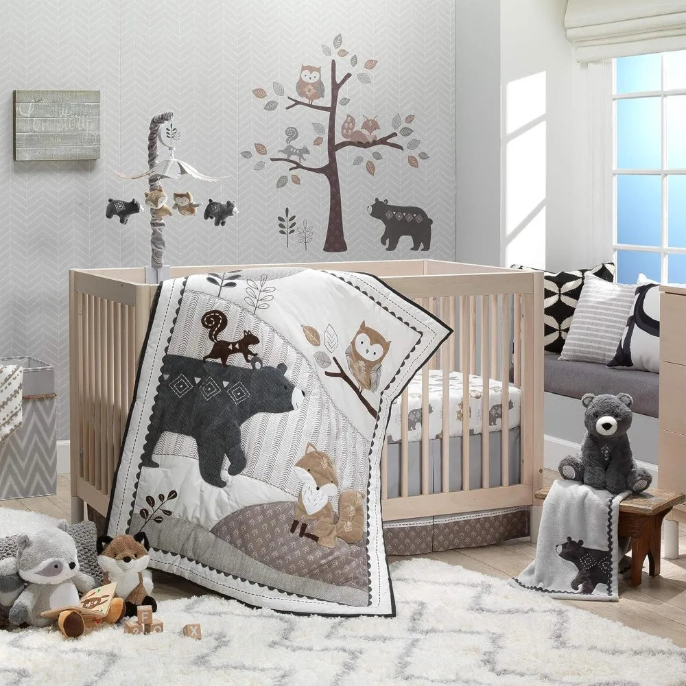 Animal Nursery 5-Piece Baby Crib Bedding Set - Gray