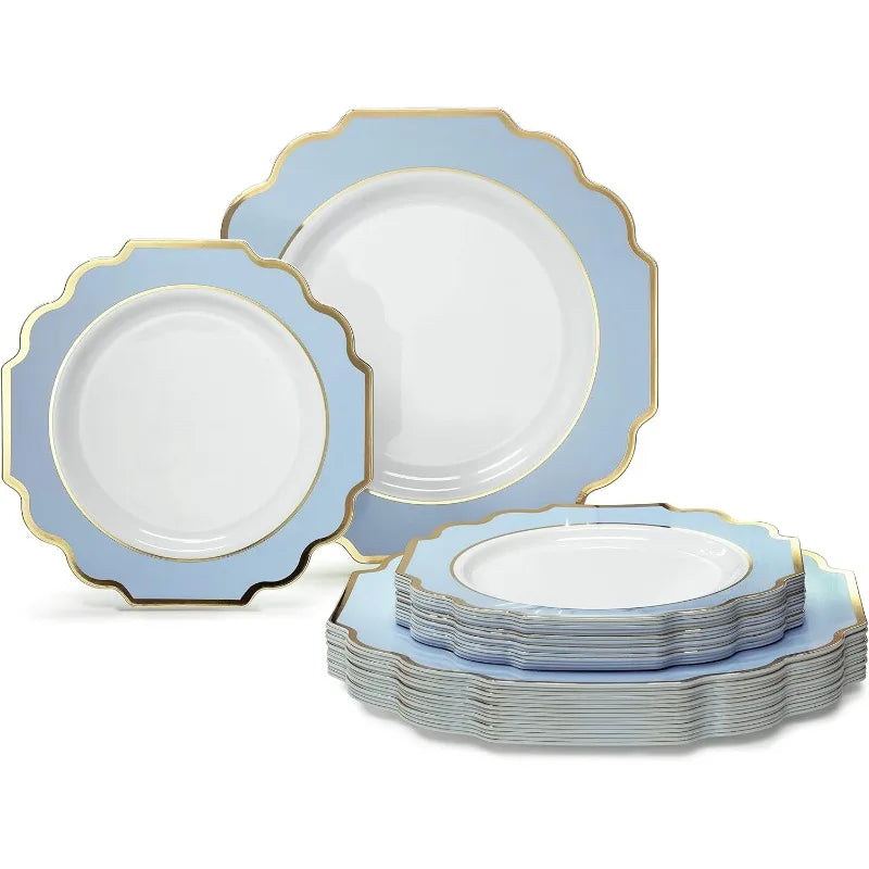 50 Plates (25 Guests) Party Disposable Plastic Plate Set