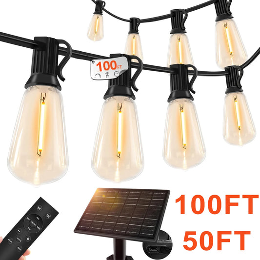 50/100FT Remote Dimmable Solar String Lights