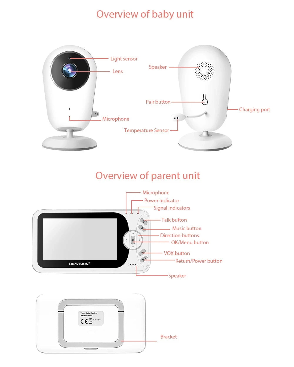 4.3-inch Portable Baby Nanny Surveillance Security Camera