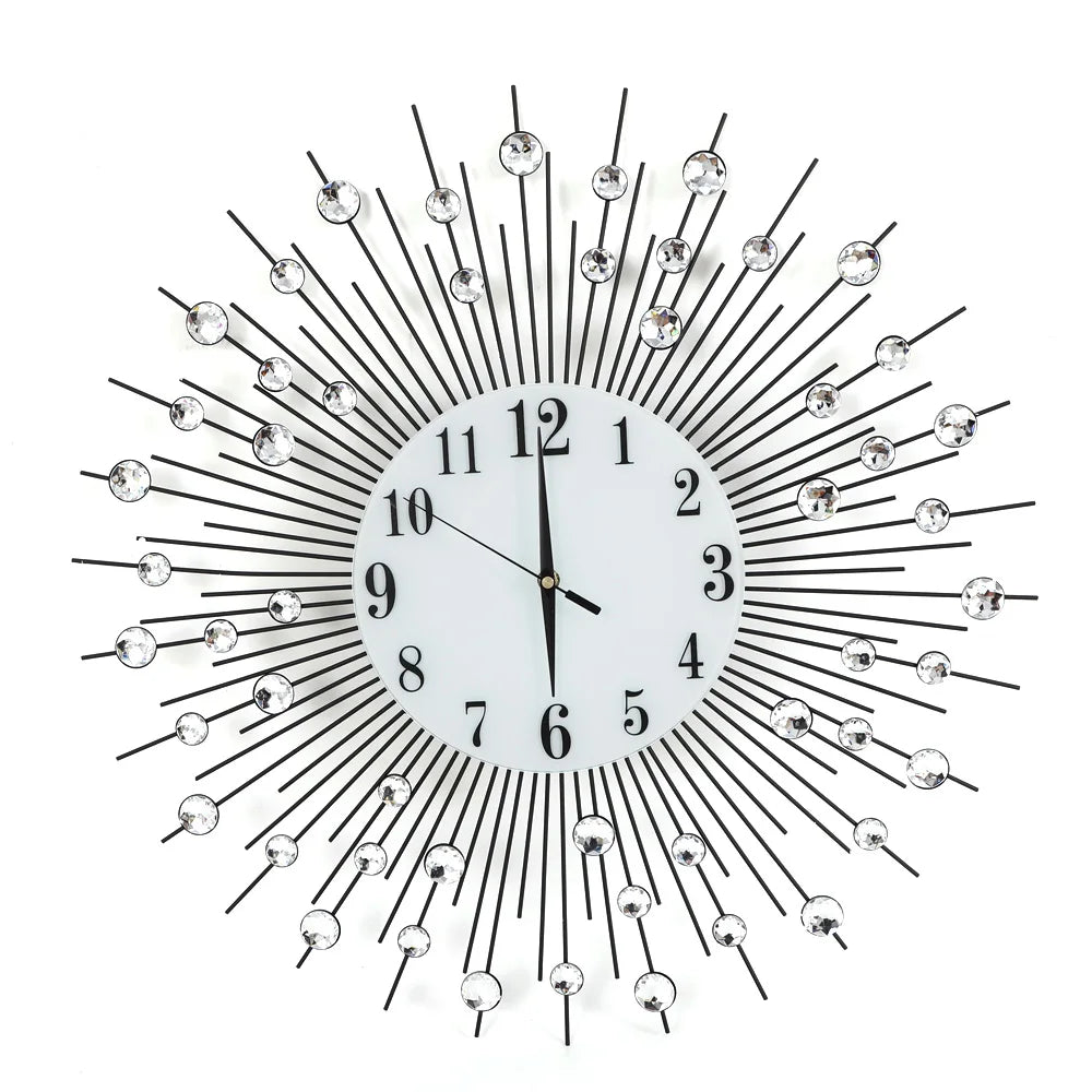 Vintage Metal Sunburst Round Wall Clock Large Morden