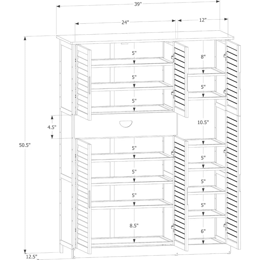 Shoe Cabinets with Shutter Doors for 31-35 Pairs