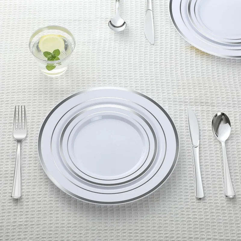 600 Pcs Plastic Dinnerware Set for 100 Guests