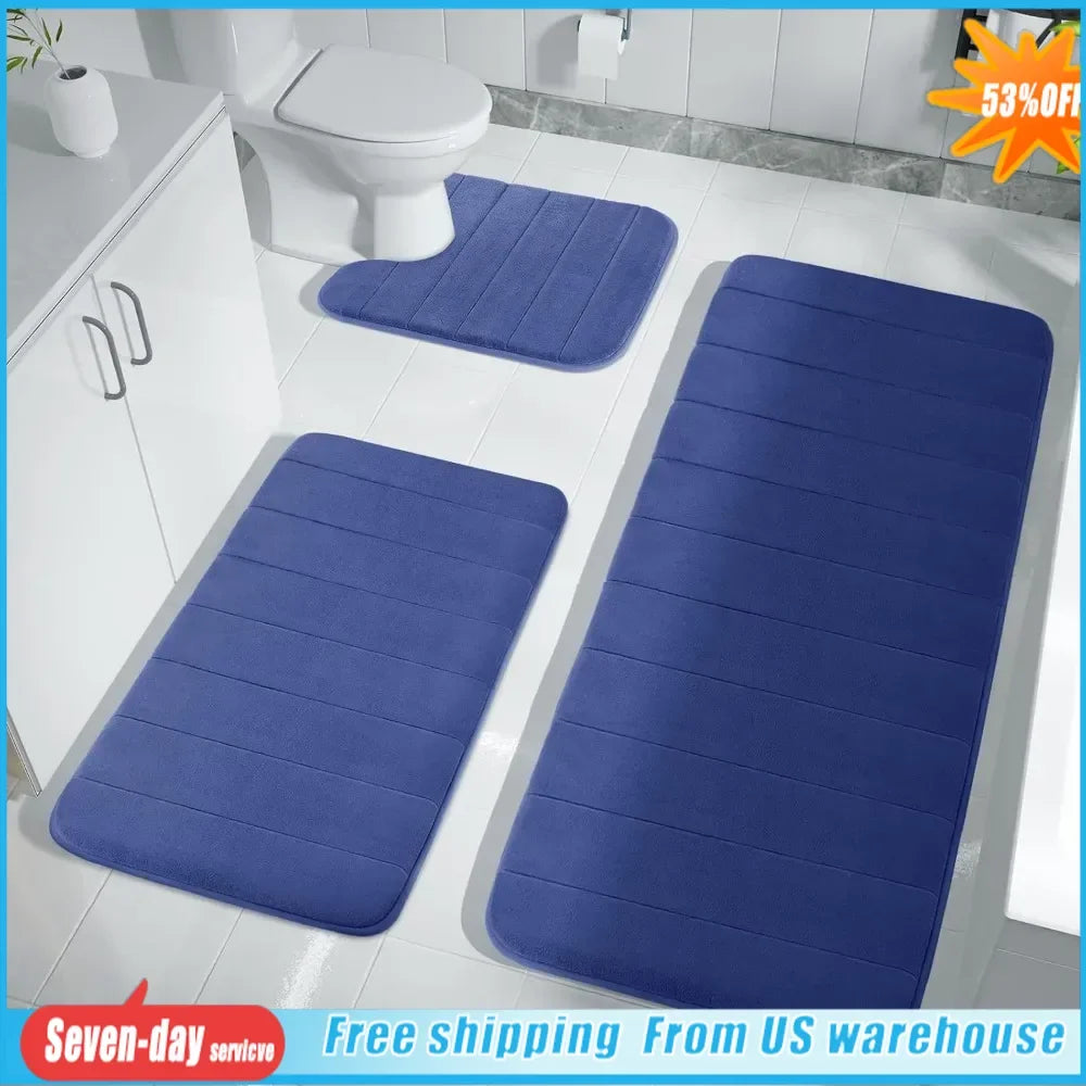 3-Pieces Memory Foam Bath Mat Sets