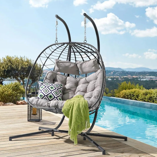 Double Egg Swing Chair with Stand