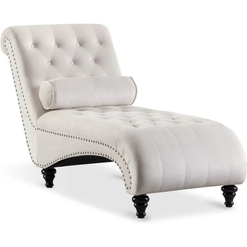 Velvet Button-Tufted Chaise Lounge Chair Leisure Sofa