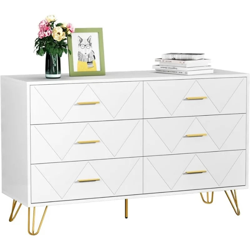 Modern Dresser with Wide Drawers and Metal Handles