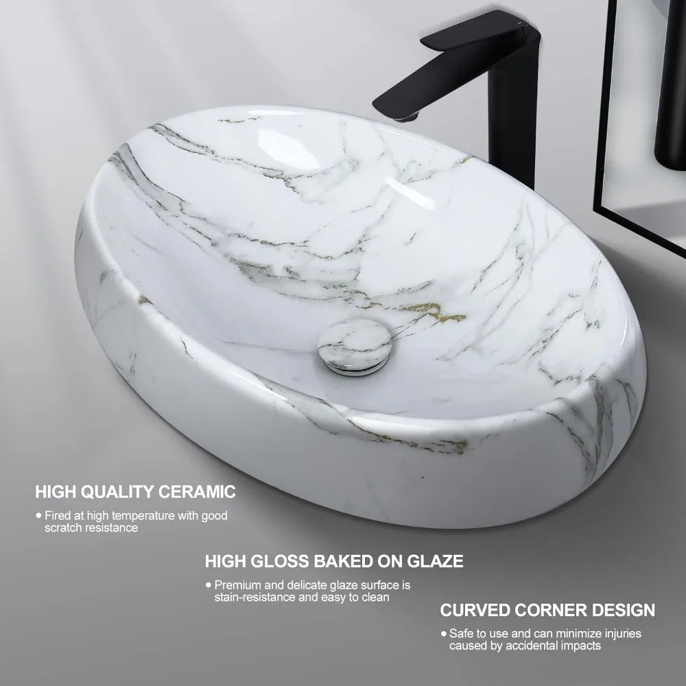 Above Counter Countertop Bathroom Vessel Sink Oval