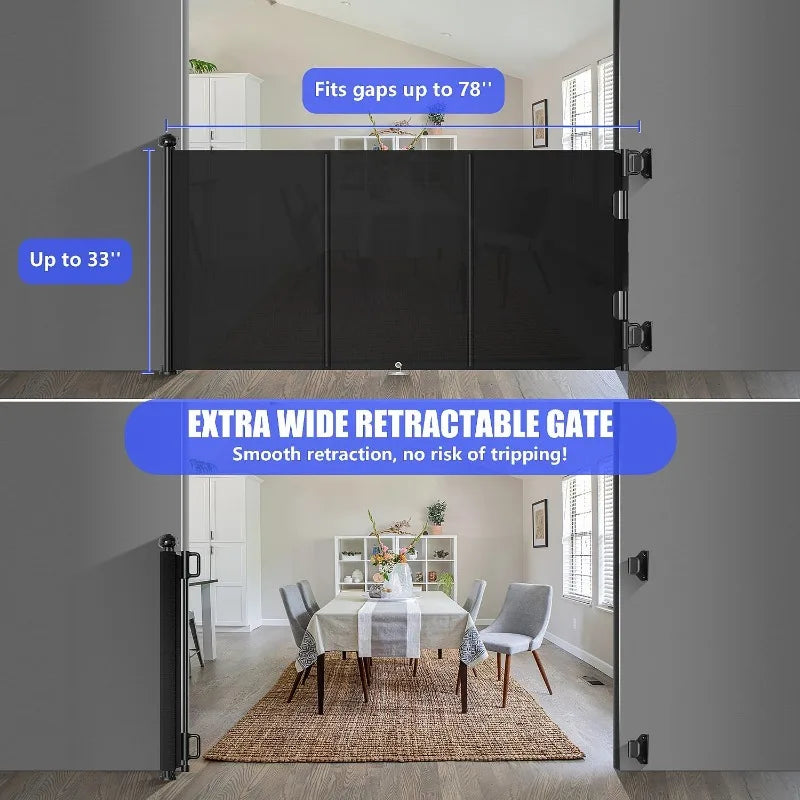 Extended Retractable Baby Gate, 78 Inch Extra Wide