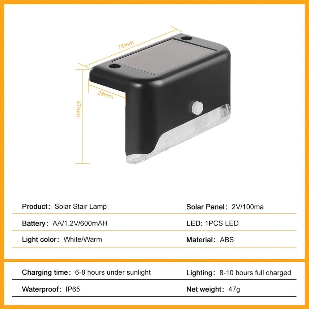 4Packs LED Solar Stair Light Outdoor IP65 Waterproof