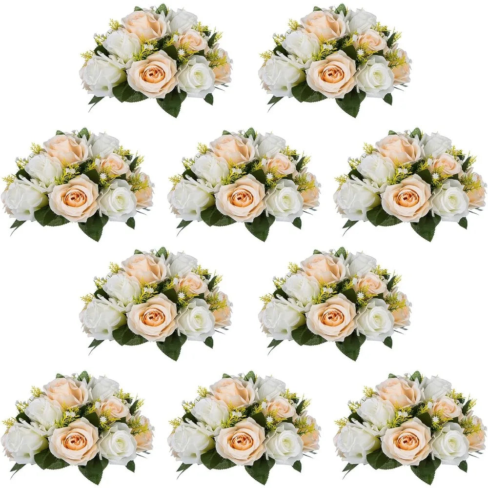 15 Heads Plastic Roses With Base Artificial Flower