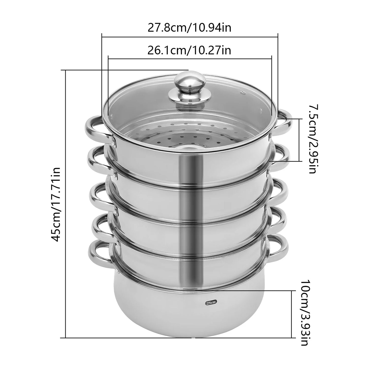 5 Tier Steame Cooker Steamer Pan 26/28/30/32cm