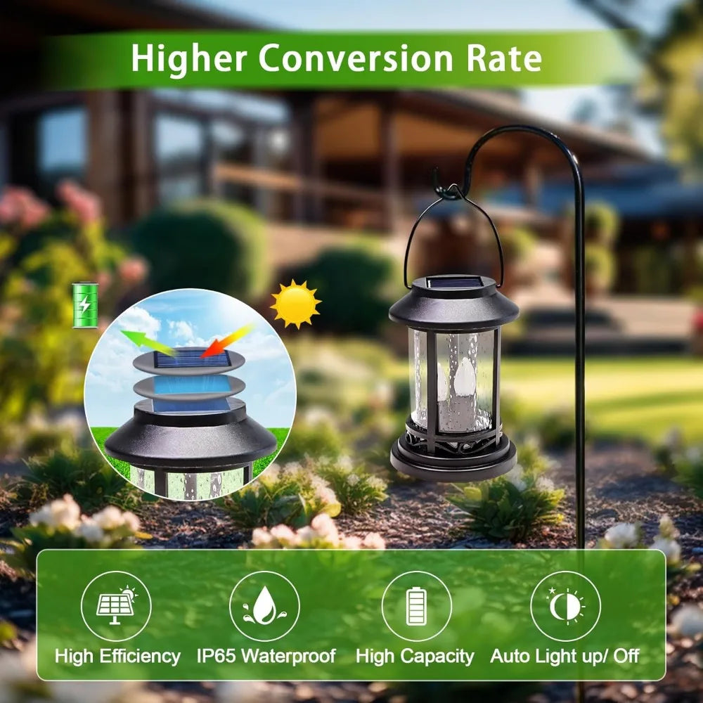 6-piece Outdoor Solar Flashing Decorative Lantern Post Light