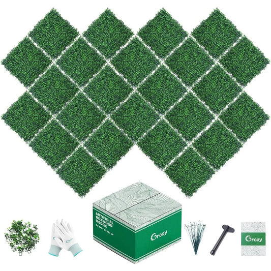 24PCS Boxwood Panels, 20"x20" Grass Wall Privacy Screen