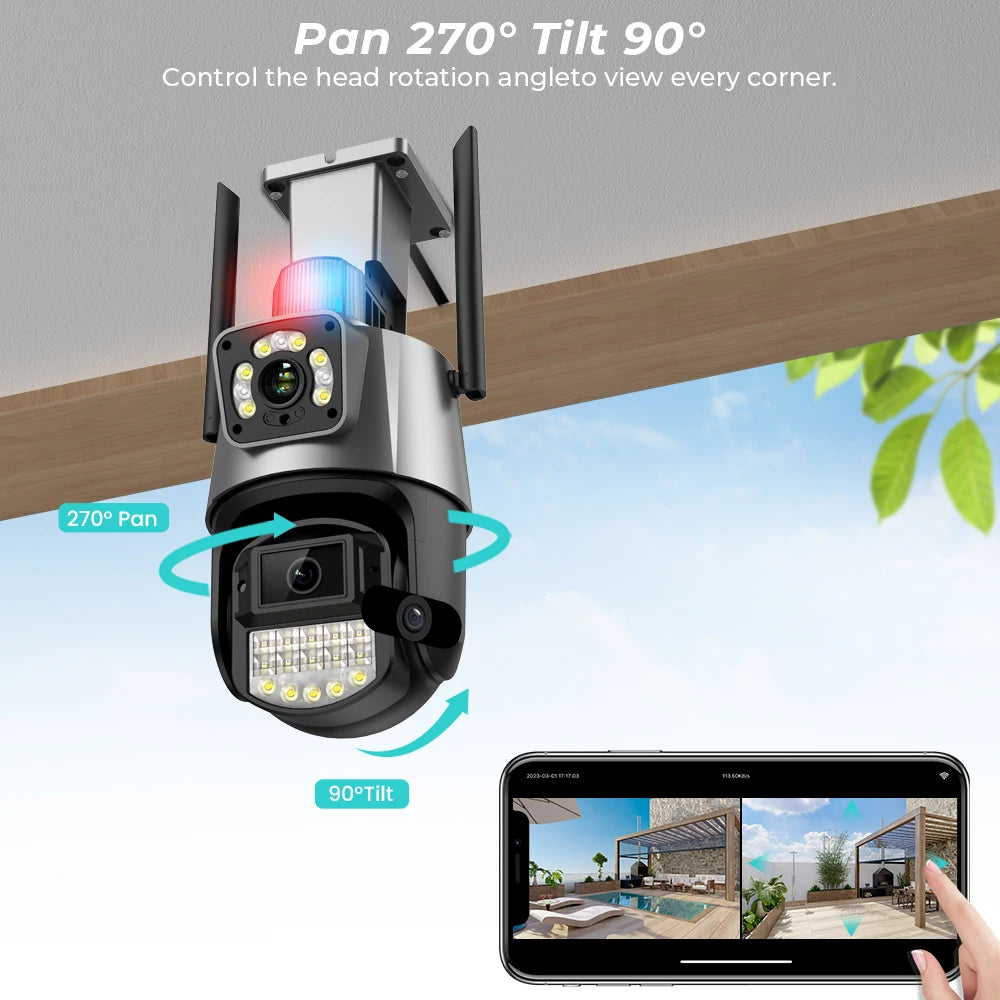 8MP 4K IP Camera WiFi PTZ Dual Lens