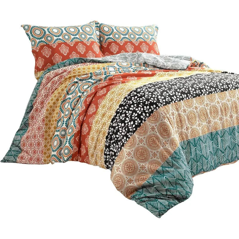 Bohemian Stripe Reversible Cotton Duvet Cover Set