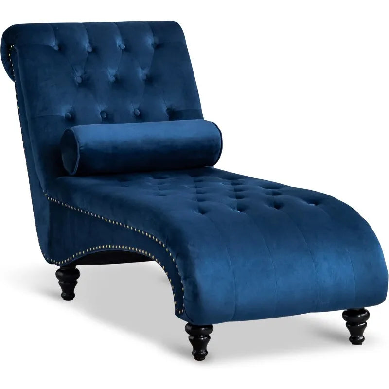 Velvet Button-Tufted Chaise Lounge Chair Leisure Sofa