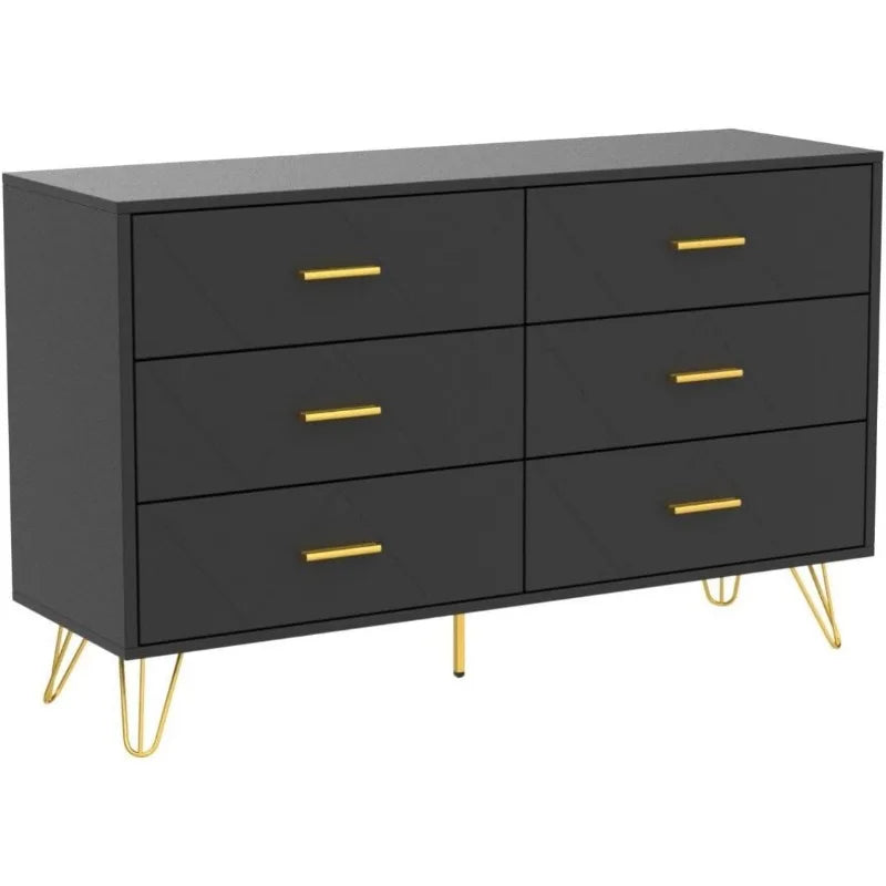 Modern Dresser with Wide Drawers and Metal Handles