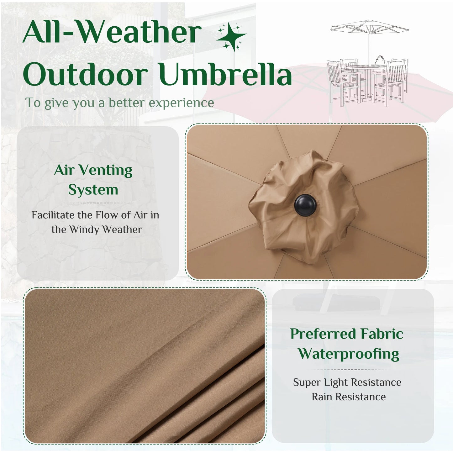 Outdoor Patio Umbrella UV Protection