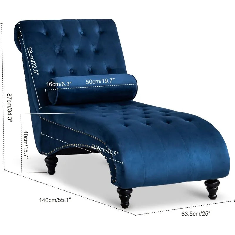 Velvet Button-Tufted Chaise Lounge Chair Leisure Sofa