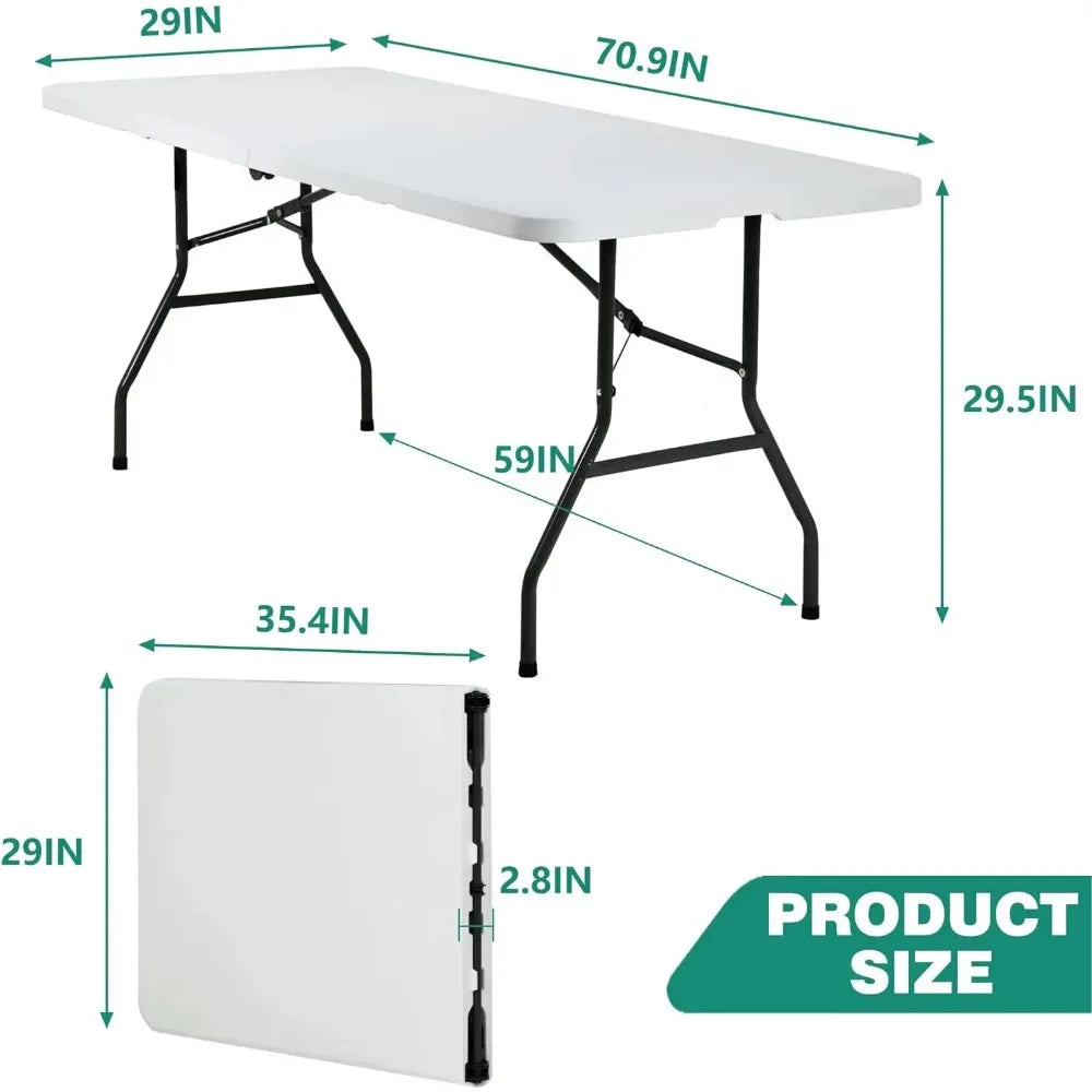 Plastic Picnic Office Table  with Carrying Handle (White, 6 FT)