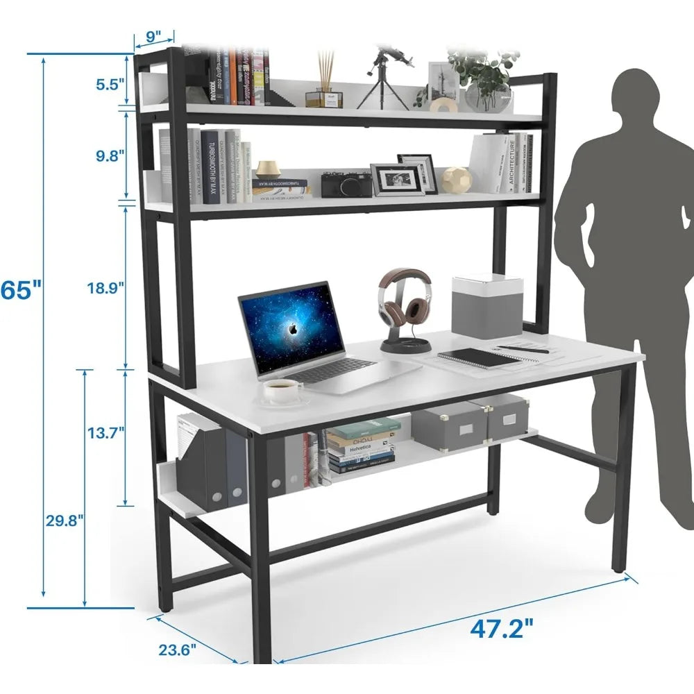 Computer Desk with Hutch and Bookshelf