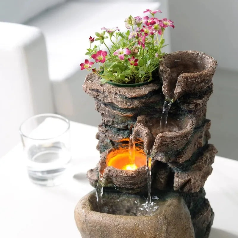 Indoor Fountain 4-Bowl Rockery Soothing Sound