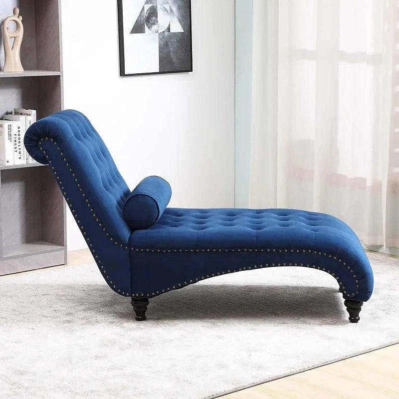 Velvet Button-Tufted Chaise Lounge Chair Leisure Sofa