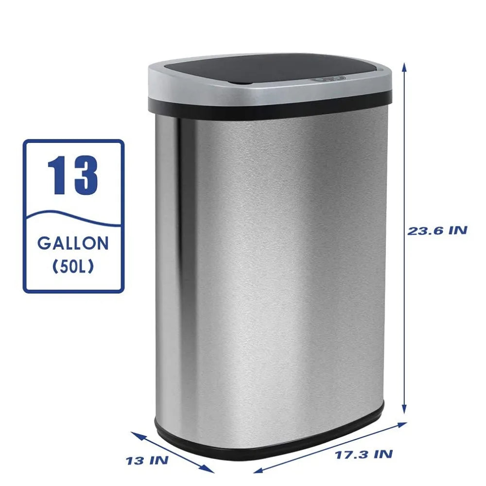 Kitchen Trash Can with Lid, 13 Gallon Automatic