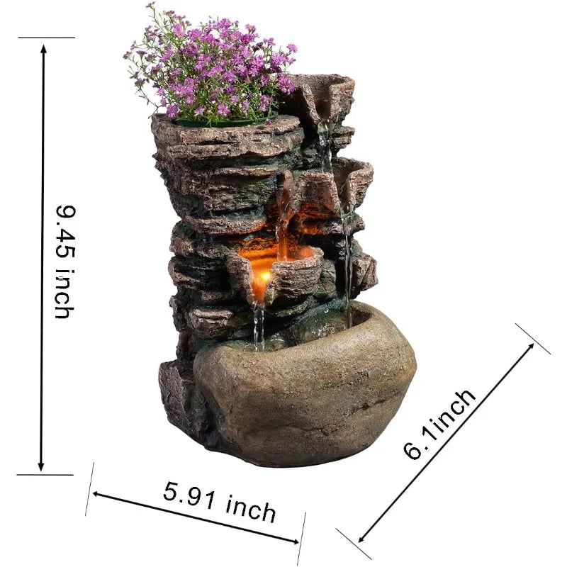 Indoor Fountain 4-Bowl Rockery Soothing Sound